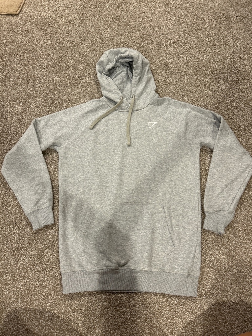 GymShark mens crest hoodie light grey marl color size small new without tags
